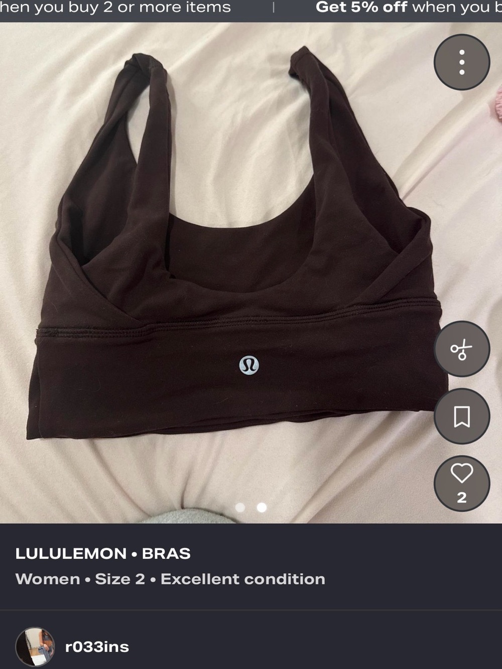 lululemon athletica Brown Scoop Neck Sports Bra